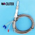 ss304 ss316 braided shielding cable pressure spring probe forks rtd temperature sensor manufacturer pt100